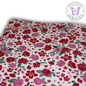 Handmade Book/Kindle Sleeve with a Flowers and Hearts Fabric